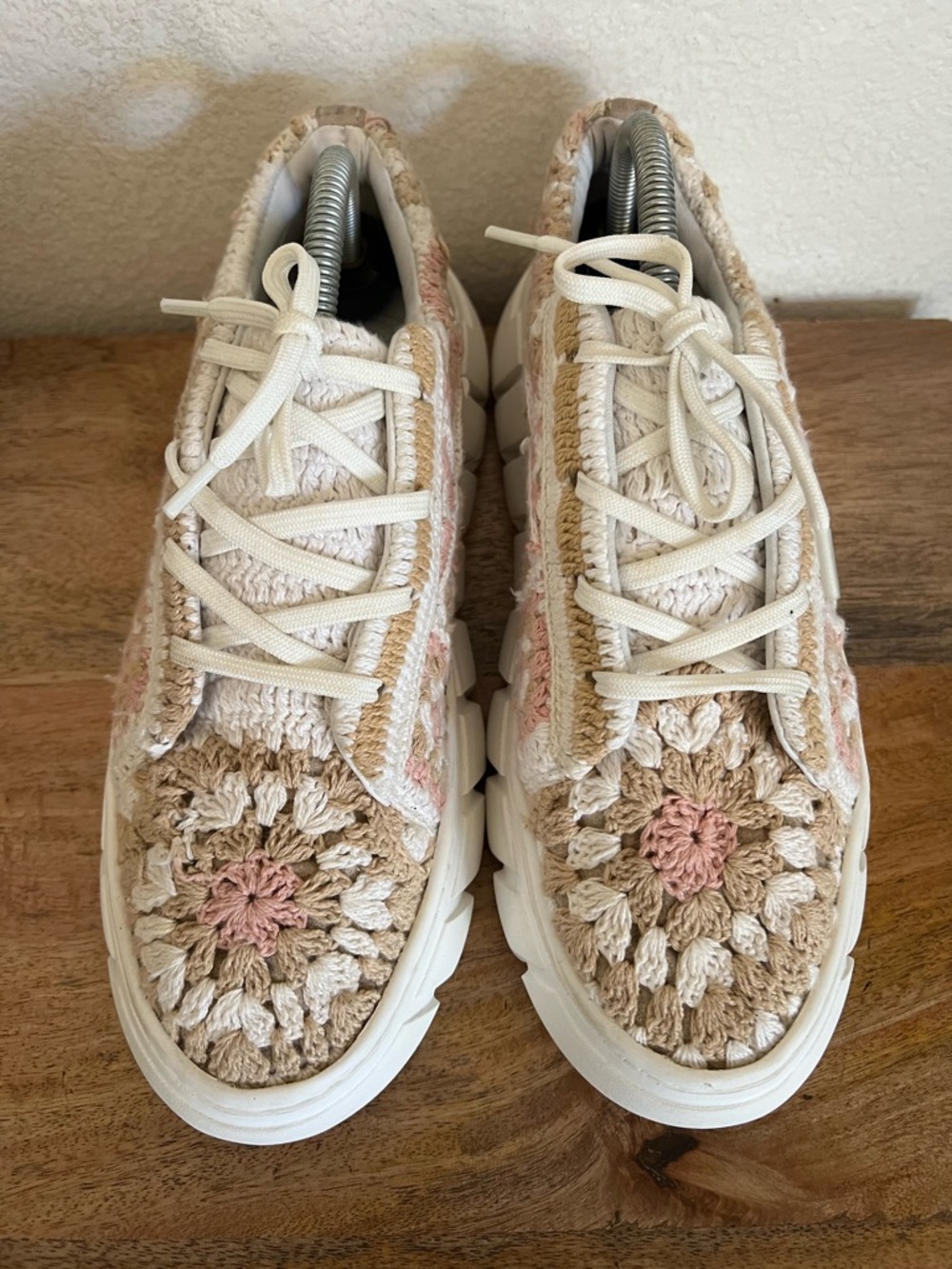 Free People Catch Me If you can crochet sneakers Pink Combo Size 41 - Picture 5 of 11